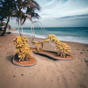 Sam Edelman Brown Suede Fringe Thong Flat Sandals 10